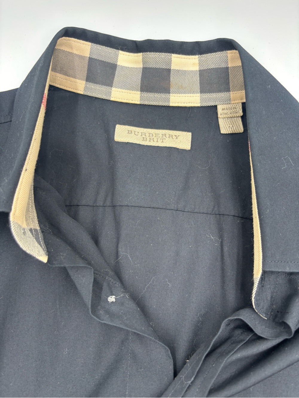 Burberry Brit Classic Knight Flip Cuff Men's Black Dress Shirt Button-Up MEDIUM - Picture 2 of 7